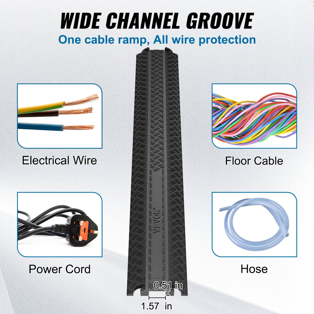 2 PCs Drop Over Cable Cover Ramp, 907 kg/axle Load Capacity, Heavy Duty Cable Hose Protector Ramp, Floor Cord V952-XKCDLBHQRSXXJQKDQV0