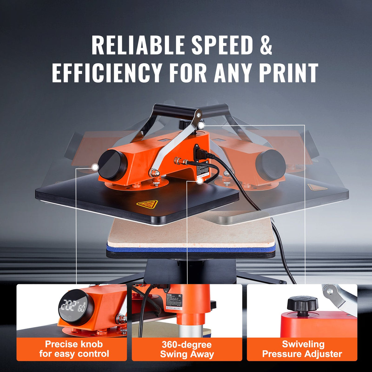 Heat Press Machine 12x15in 5in1 Sublimation Transfer T-shirt Plate Mug Cup V952-XKTF91012155172EDV3
