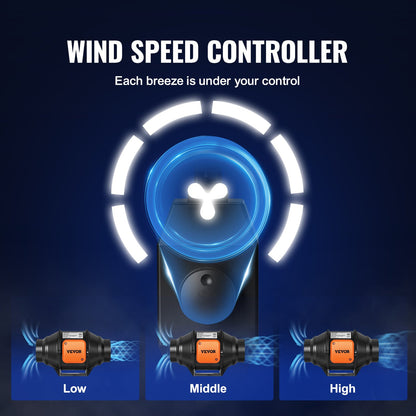 Inline Duct Fan, 102mm 129.7 CFM with Variable Speed Controller, Quiet AC-motor Ventilation Exhaust Fan for V952-XLGDFJYCHSAC41HSYV3