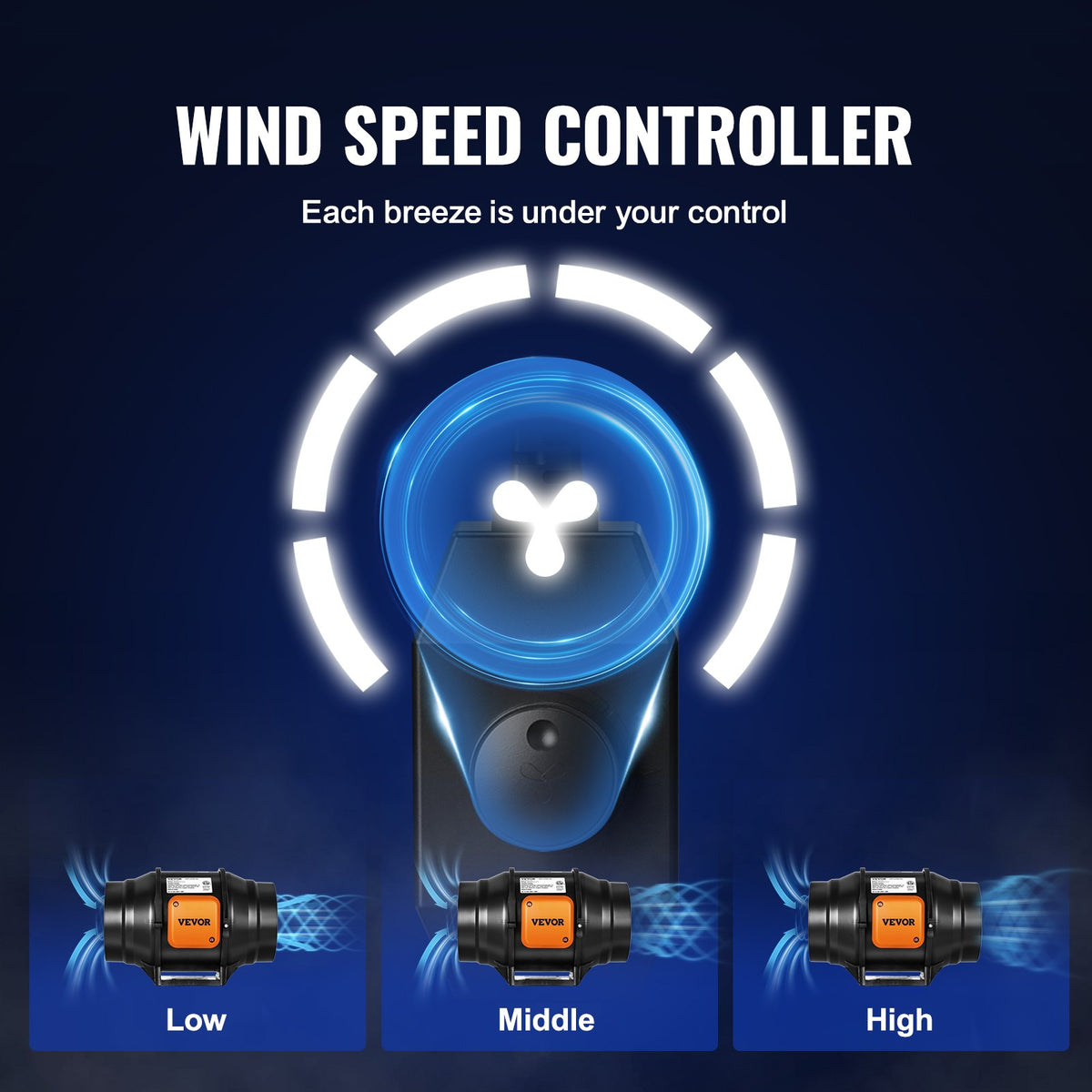 Inline Duct Fan, 152.4mm 323.7 CFM with Variable Speed Controller, Quiet AC-motor Ventilation Exhaust Fan for V952-XLGDFJYCHSAC6J5DVV3