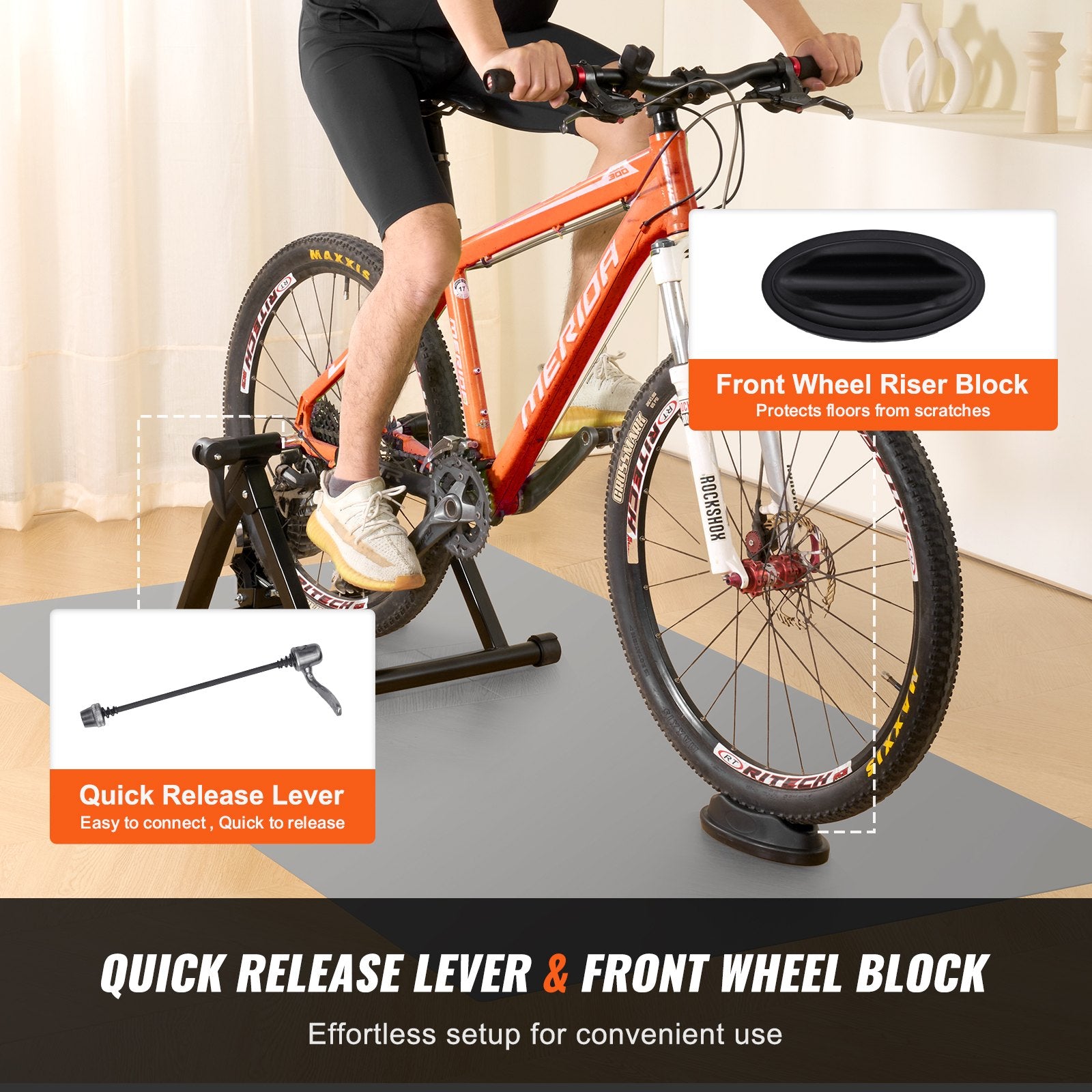 Bike Trainer Stand, Fluid Stationary Bike Stand for 26"-29" Wheels, Noise Reduction Fluid Flywheel, Portable V952-XLJLTPTDJBD0F1RZUV0