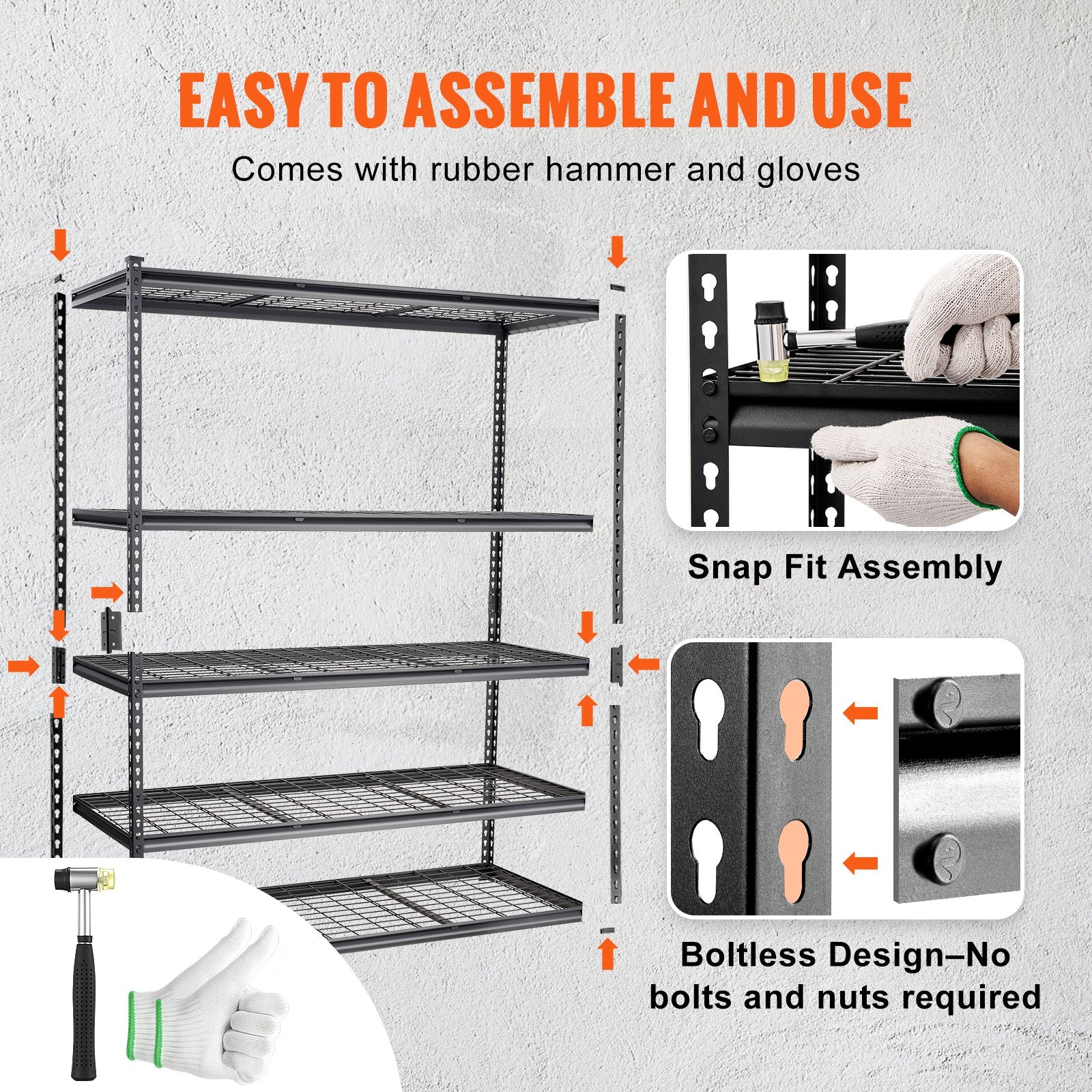 Storage Shelving Unit, 5-Tier Adjustable, 2000 lbs Capacity, Heavy Duty Garage Shelves Metal Organizer Wire V952-XLZLKHJCL24DXIG4AV0
