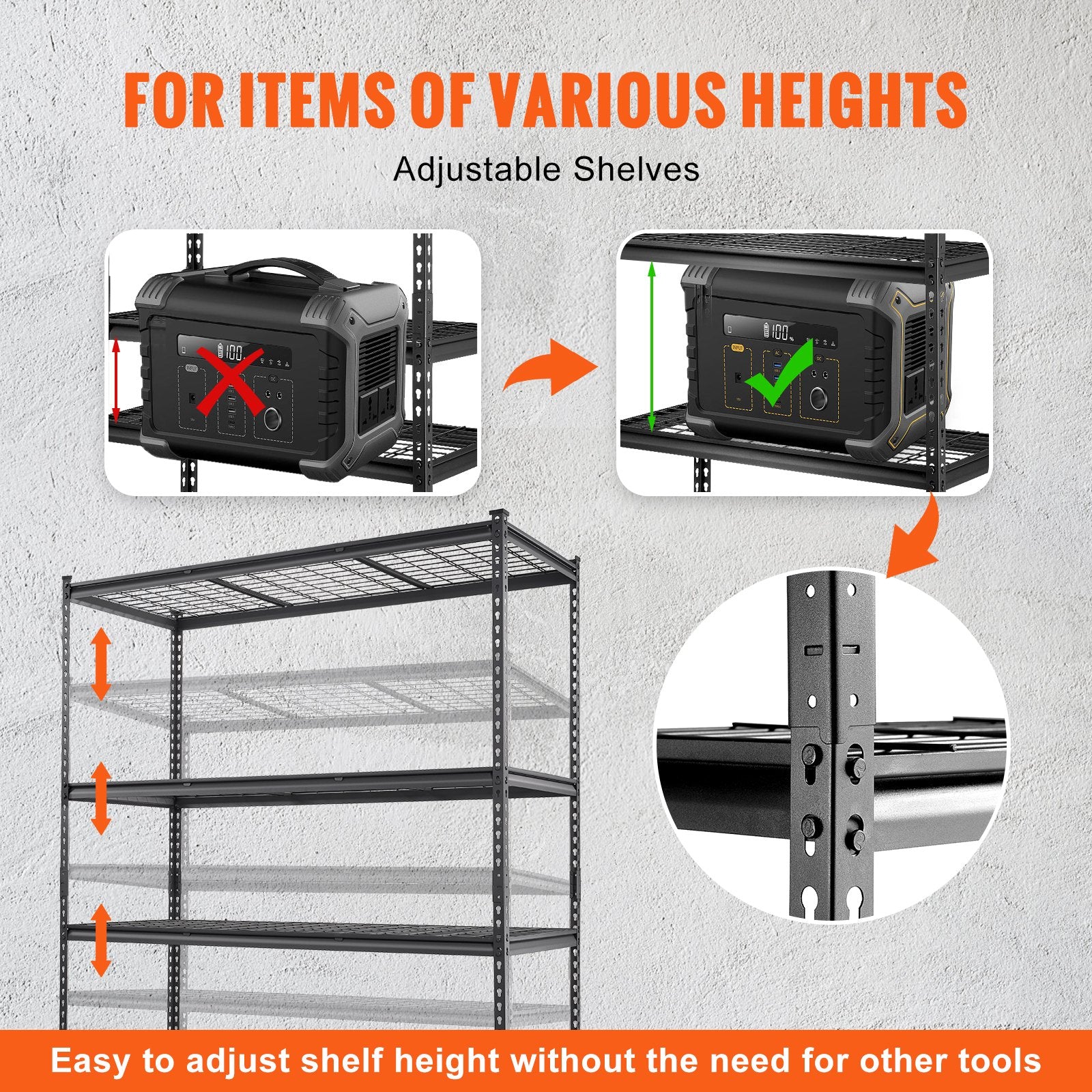 Storage Shelving Unit, 5-Tier Adjustable, 2000 lbs Capacity, Heavy Duty Garage Shelves Metal Organizer Wire V952-XLZLKHJCL24DXIG4AV0