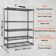 Storage Shelving Unit, 5-Tier Adjustable, 2000 lbs Capacity, Heavy Duty Garage Shelves Metal Organizer Wire V952-XLZLKHJCL24DXIG4AV0