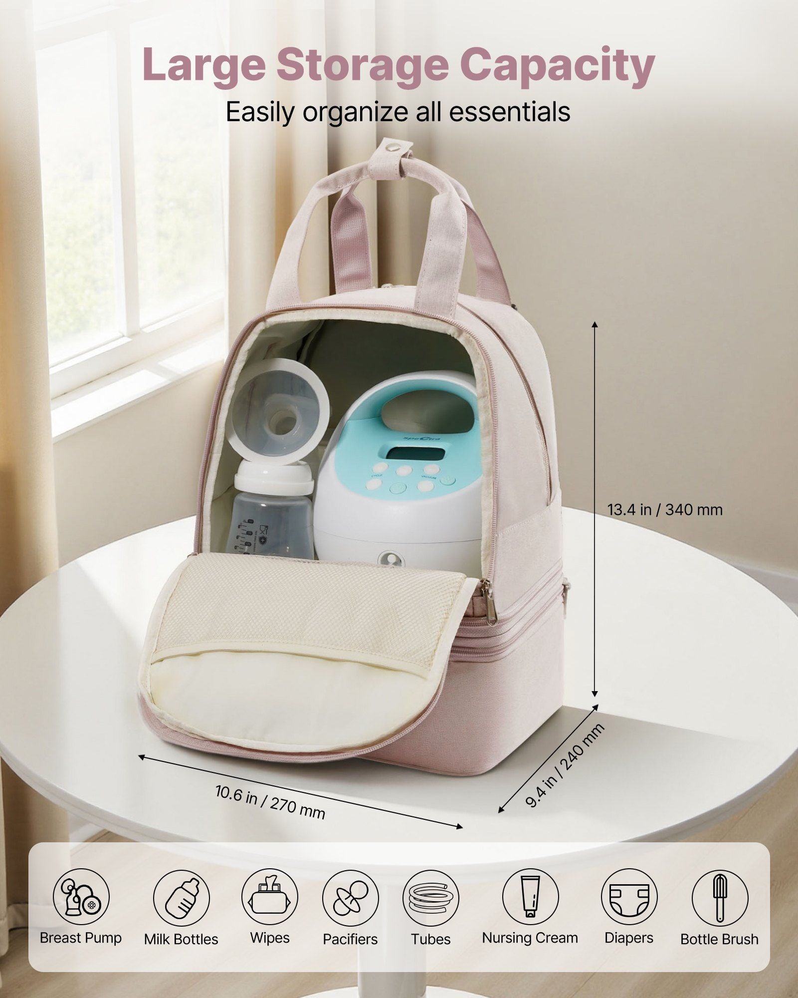 Breast Pump Backpack, Breast Feeding Bag with Ice Pack, Fits for S1/S2, Pumping Accessories & Breastmilk V952-XNBBBDHHS000EU7VG001V0
