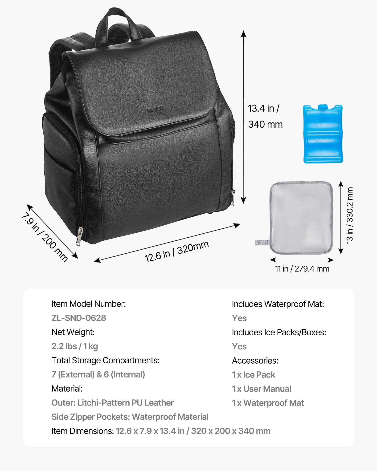 Breast Pump Backpack, Breast Feeding Bag with Ice Pack, Fits for S1/S2, Pumping Accessories & Breastmilk V952-XNBBBDHPUPGHGBTOR001V0