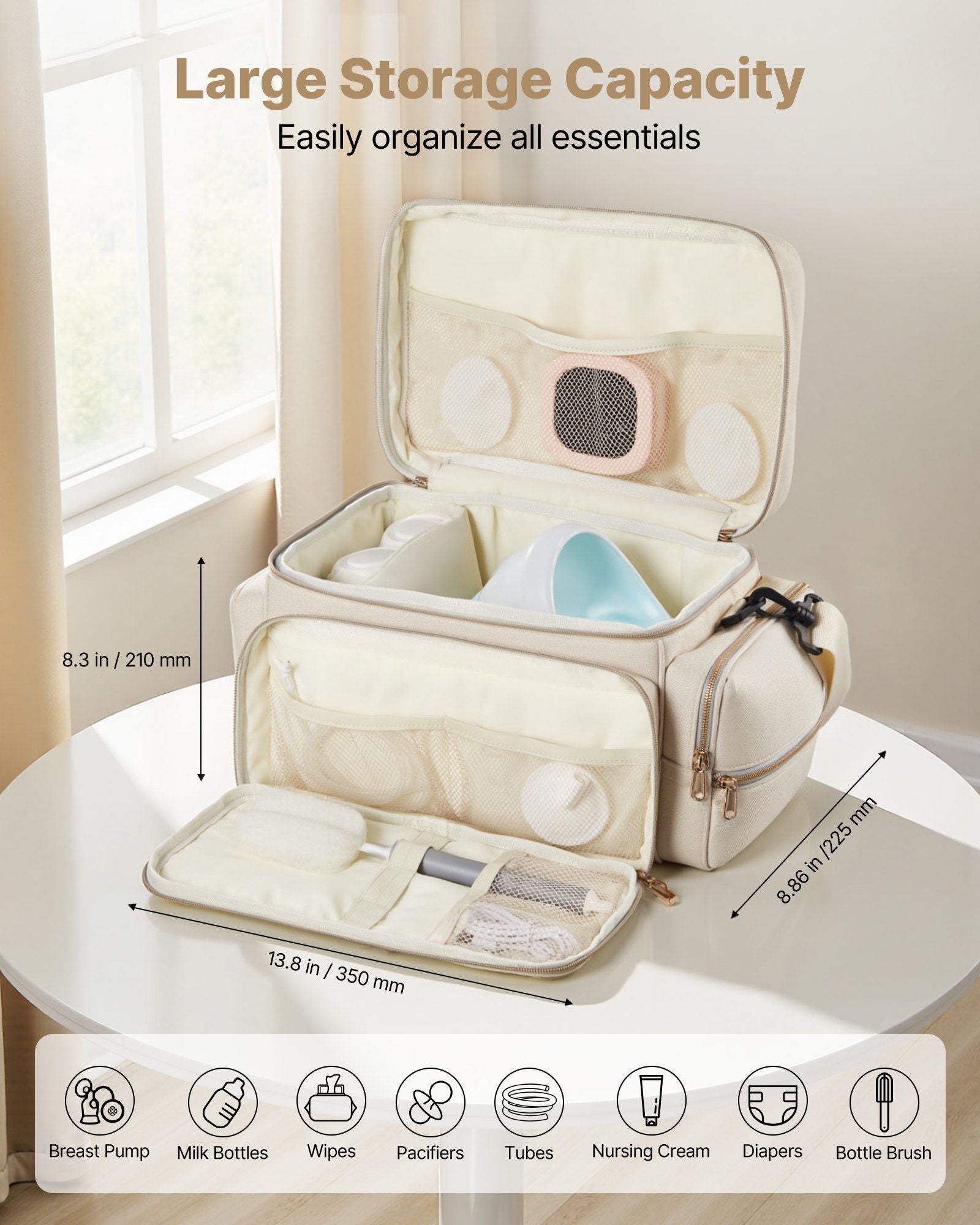 Breast Pump Bag, Breast Feeding Bag with Waterproof Mat, Fits for S1/S2, Pumping Accessories & Breastmilk V952-XNBSTBDHHS009R5W4001V0