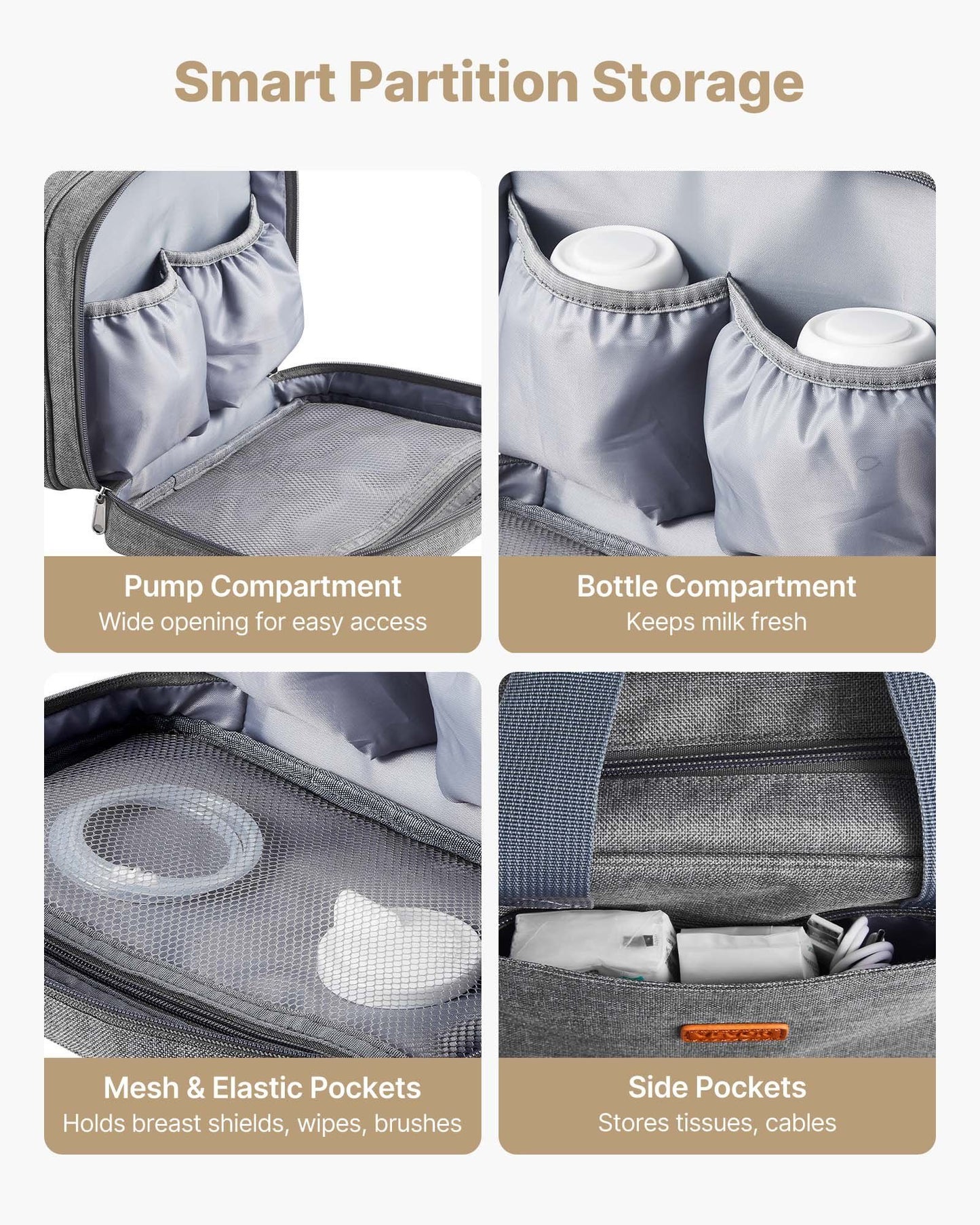 Wearable Breast Pump Bag, Breast Feeding Bag with Ice Pack, Fits for M5/M6, Pumping Accessories & Breastmilk V952-XNBSTBZHHSDLLVDDX001V0