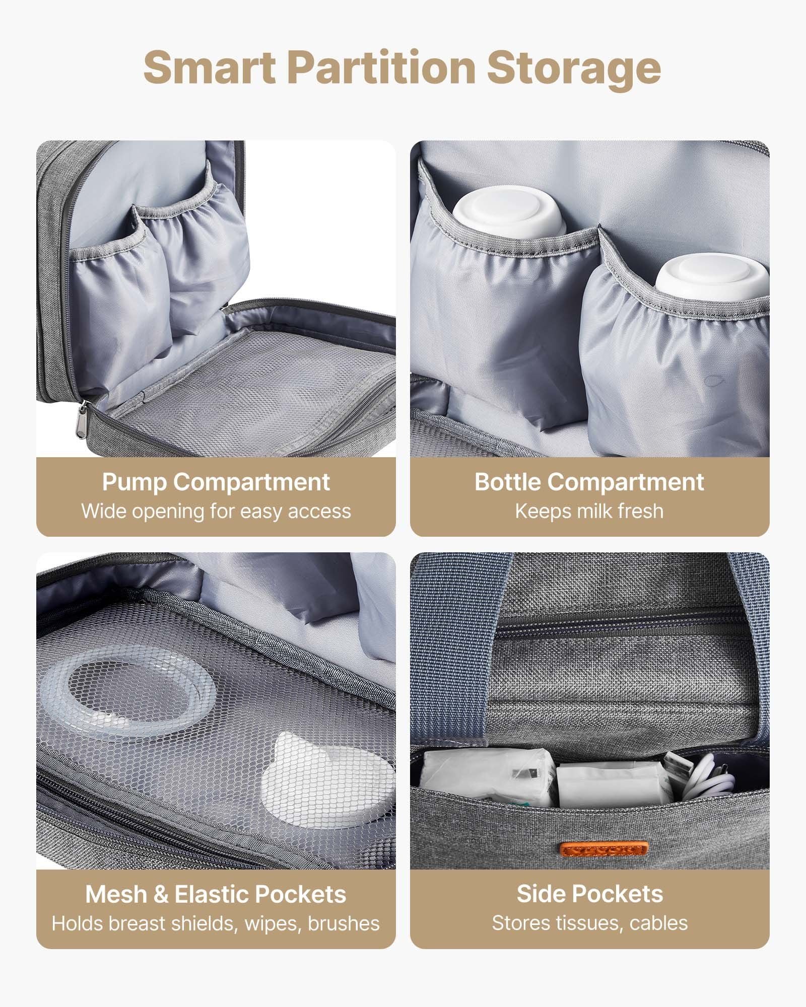Wearable Breast Pump Bag, Breast Feeding Bag with Ice Pack, Fits for M5/M6, Pumping Accessories & Breastmilk V952-XNBSTBZHHSDLLVDDX001V0