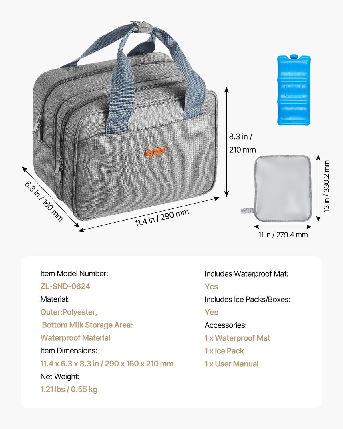 Wearable Breast Pump Bag, Breast Feeding Bag with Ice Pack, Fits for M5/M6, Pumping Accessories & Breastmilk V952-XNBSTBZHHSDLLVDDX001V0