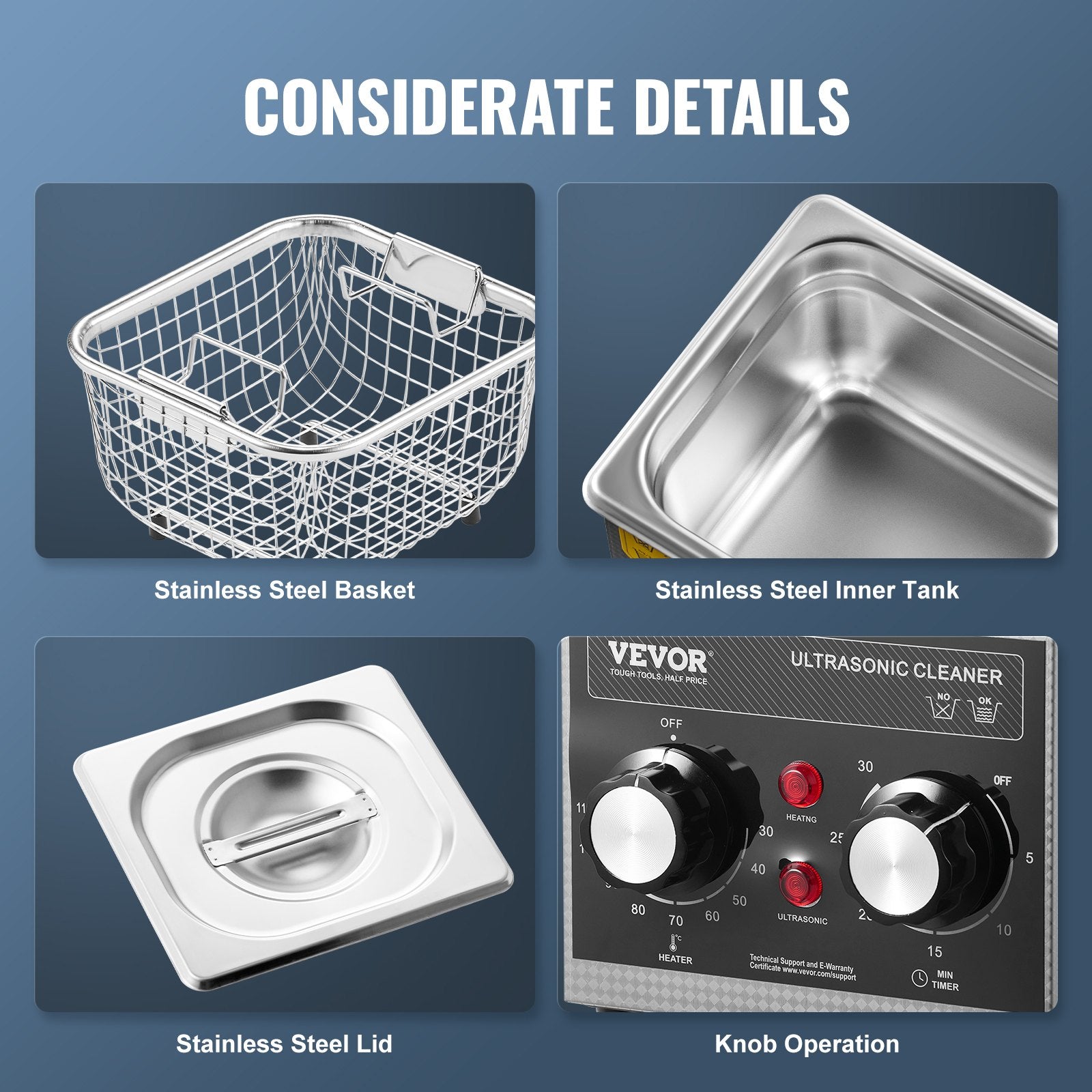 2L Ultrasonic Cleaner with Heater Timer & Basket, Professional Digital Sonic Cavitation Machine, 60W Cleaning V952-XNKZCSBQXJ2L7F8OCV3