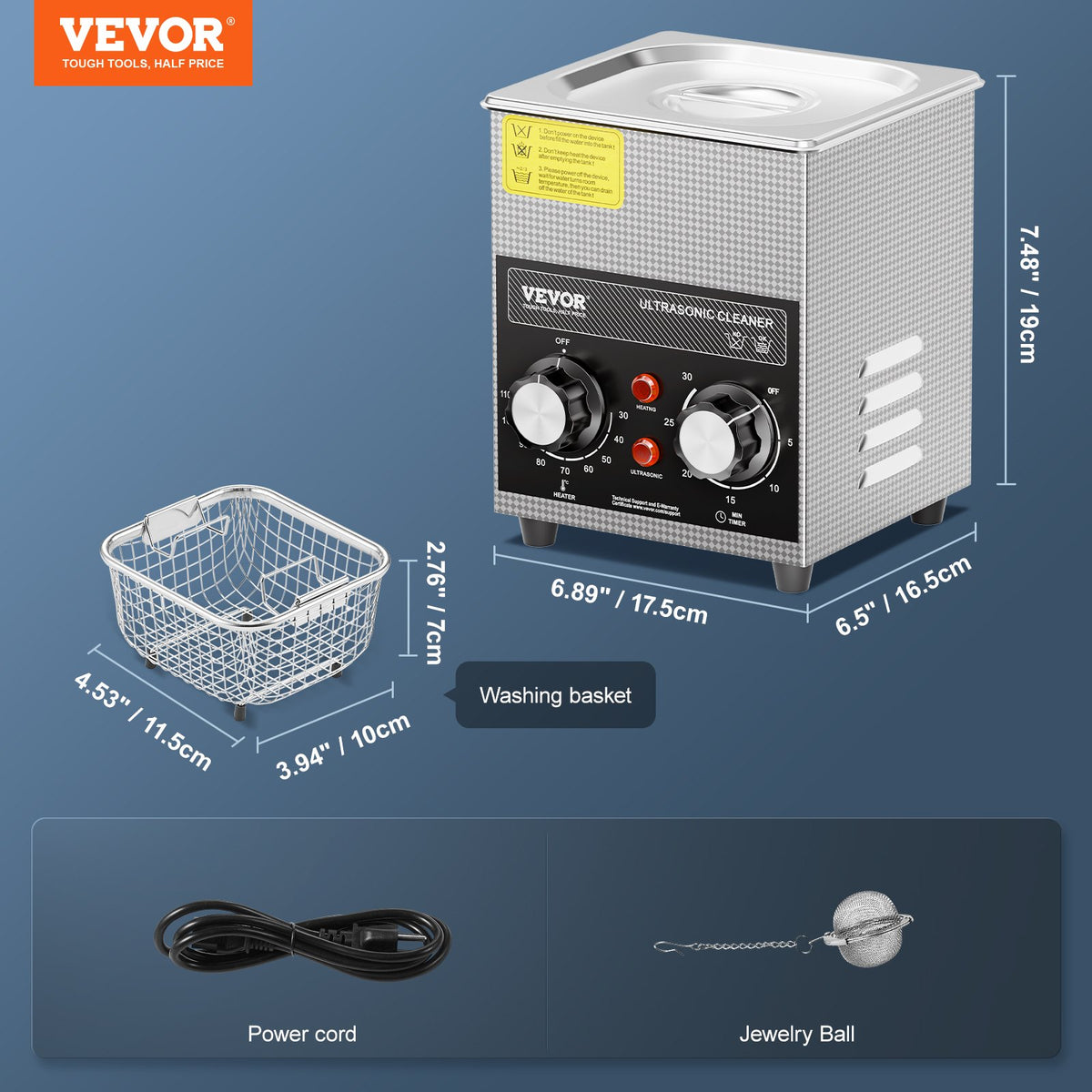 2L Ultrasonic Cleaner with Heater Timer & Basket, Professional Digital Sonic Cavitation Machine, 60W Cleaning V952-XNKZCSBQXJ2L7F8OCV3