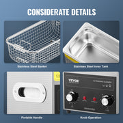 3L Ultrasonic Cleaner with Heater Timer & Basket, Professional Digital Sonic Cavitation Machine, 120W V952-XNKZCSBQXJ3LRE6AMV3