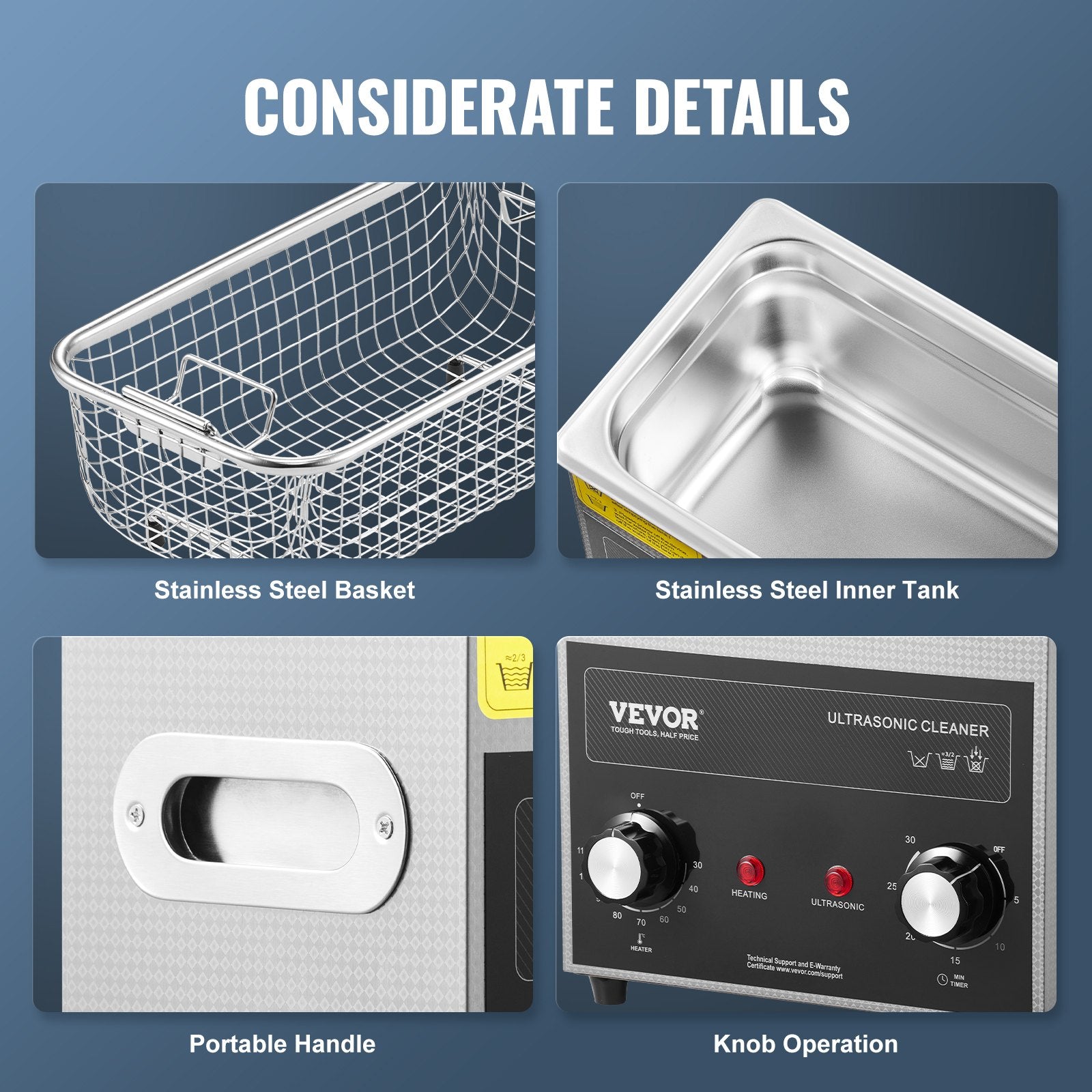 3L Ultrasonic Cleaner with Heater Timer & Basket, Professional Digital Sonic Cavitation Machine, 120W V952-XNKZCSBQXJ3LRE6AMV3