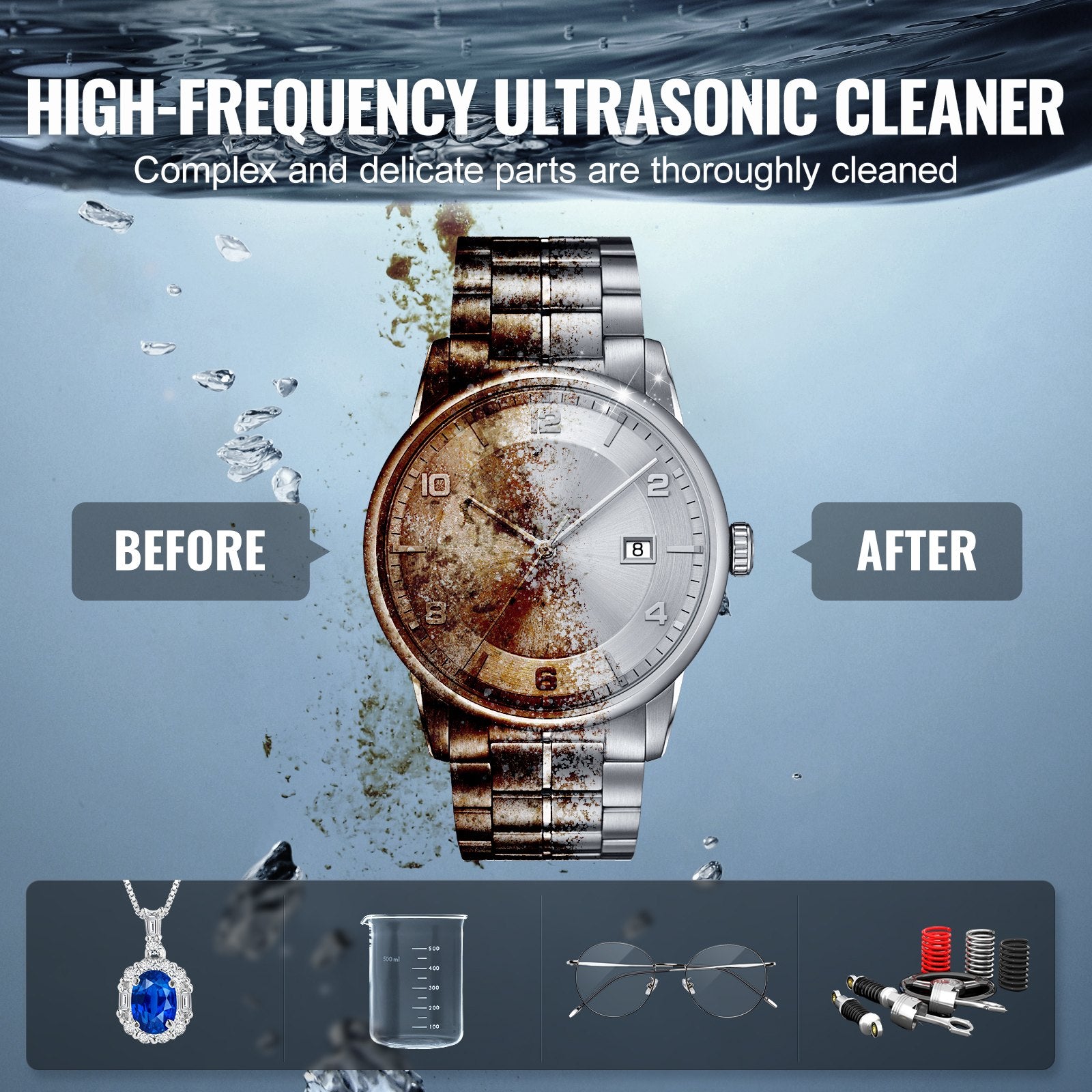 3L Ultrasonic Cleaner with Heater Timer & Basket, Professional Digital Sonic Cavitation Machine, 120W V952-XNKZCSBQXJ3LRE6AMV3