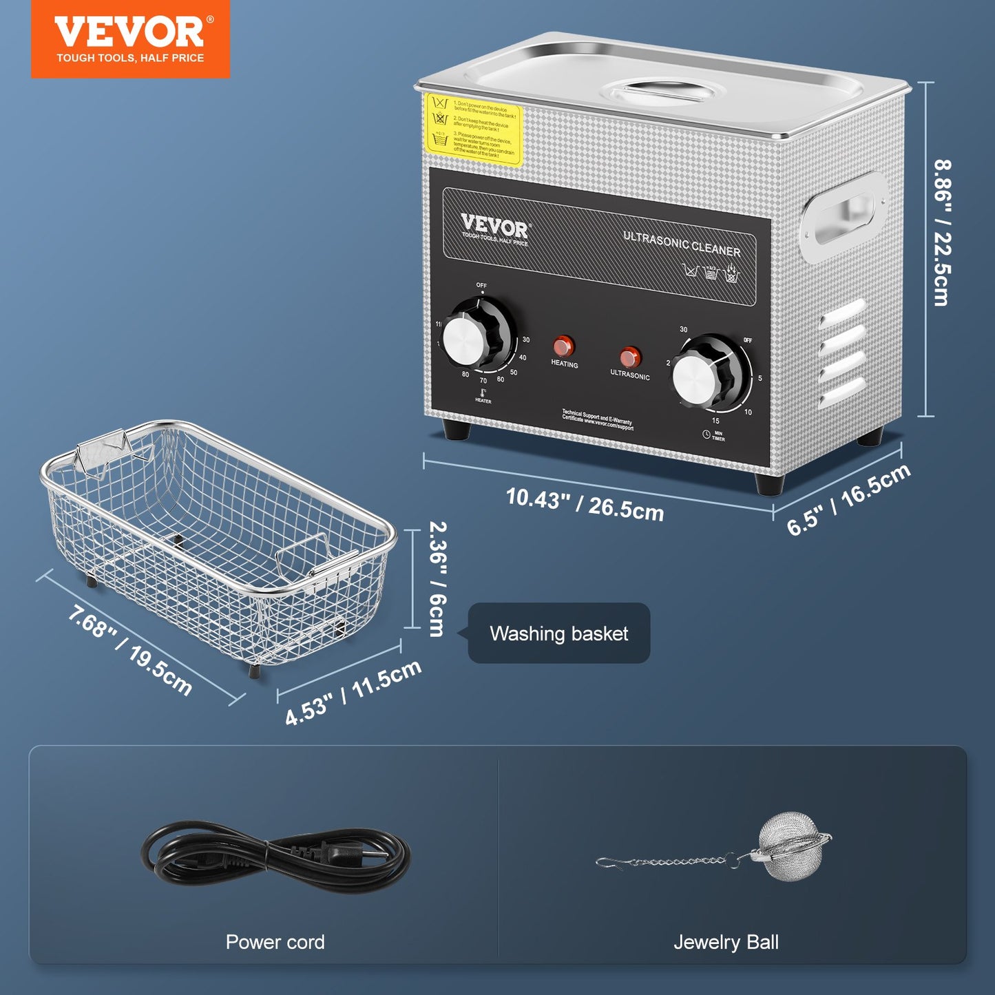 3L Ultrasonic Cleaner with Heater Timer & Basket, Professional Digital Sonic Cavitation Machine, 120W V952-XNKZCSBQXJ3LRE6AMV3