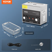 3L Ultrasonic Cleaner with Heater Timer & Basket, Professional Digital Sonic Cavitation Machine, 120W V952-XNKZCSBQXJ3LRE6AMV3