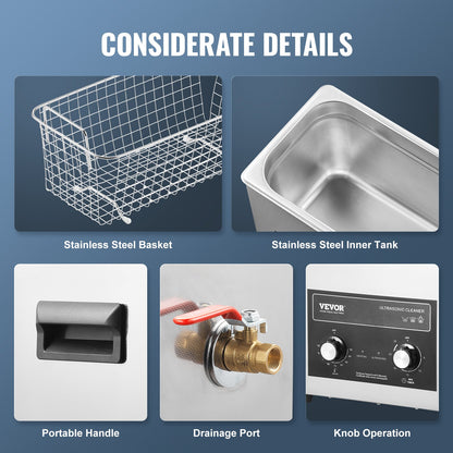 6L Ultrasonic Cleaner with Heater Timer & Basket, Professional Digital Sonic Cavitation Machine, 180W V952-XNKZCSBQXJ6LXGH6VV3