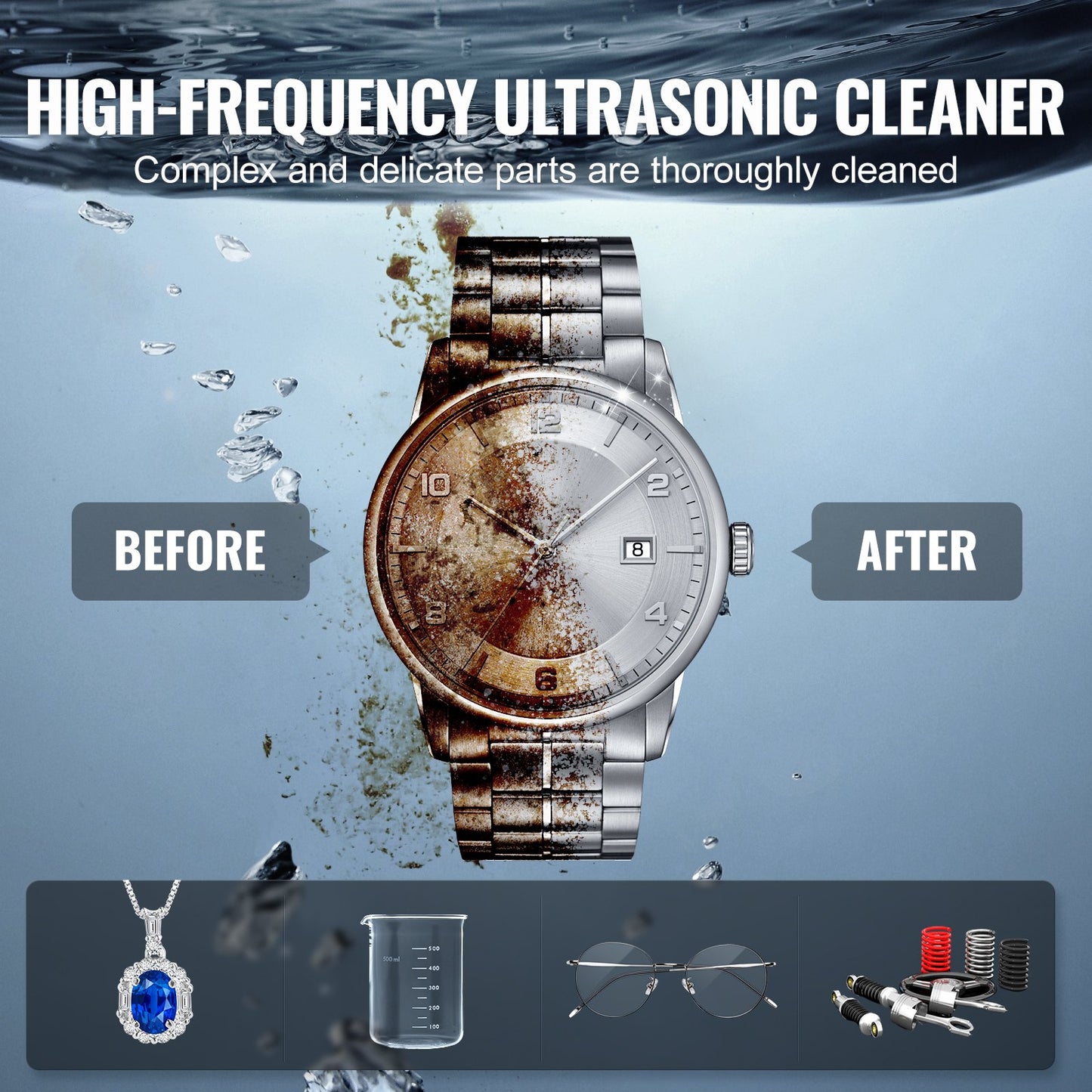 6L Ultrasonic Cleaner with Heater Timer & Basket, Professional Digital Sonic Cavitation Machine, 180W V952-XNKZCSBQXJ6LXGH6VV3