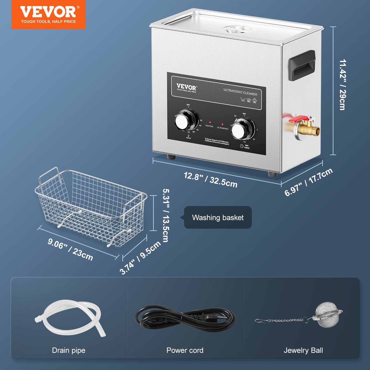 6L Ultrasonic Cleaner with Heater Timer & Basket, Professional Digital Sonic Cavitation Machine, 180W V952-XNKZCSBQXJ6LXGH6VV3