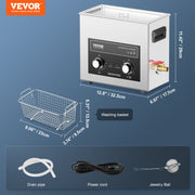 6L Ultrasonic Cleaner with Heater Timer & Basket, Professional Digital Sonic Cavitation Machine, 180W V952-XNKZCSBQXJ6LXGH6VV3