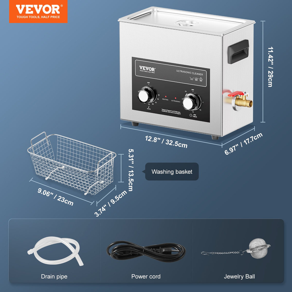 6L Ultrasonic Cleaner with Heater Timer & Basket, Professional Digital Sonic Cavitation Machine, 180W V952-XNKZCSBQXJ6LXGH6VV3