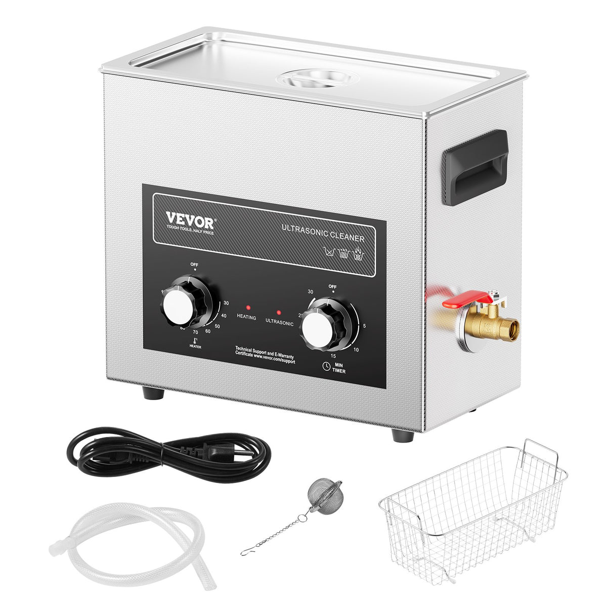 6L Ultrasonic Cleaner with Heater Timer & Basket, Professional Digital Sonic Cavitation Machine, 180W V952-XNKZCSBQXJ6LXGH6VV3