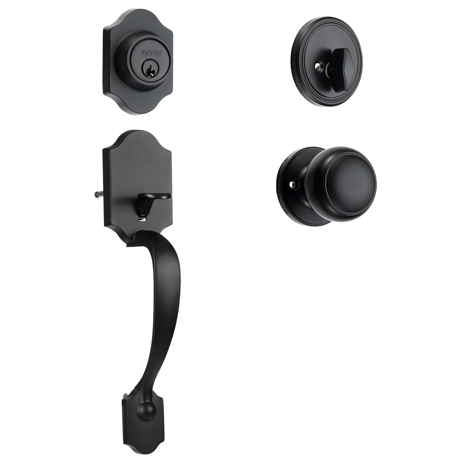 Front Door Handle and Deadbolt Set, Matte Black Front Door Lock Set with Interior Knob, Single Cylinder V952-XNSBYGHDSHXLS59N0V0