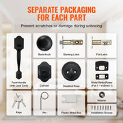 Front Door Handle and Deadbolt Set, Matte Black Front Door Lock Set with Interior Knob, Single Cylinder V952-XNSBYGHDSHXLS59N0V0