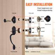 Front Door Handle and Deadbolt Set, Matte Black Front Door Lock Set with Interior Knob, Single Cylinder V952-XNSBYGHDSHXLS59N0V0