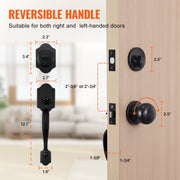 Front Door Handle and Deadbolt Set, Matte Black Front Door Lock Set with Interior Knob, Single Cylinder V952-XNSBYGHDSHXLS59N0V0