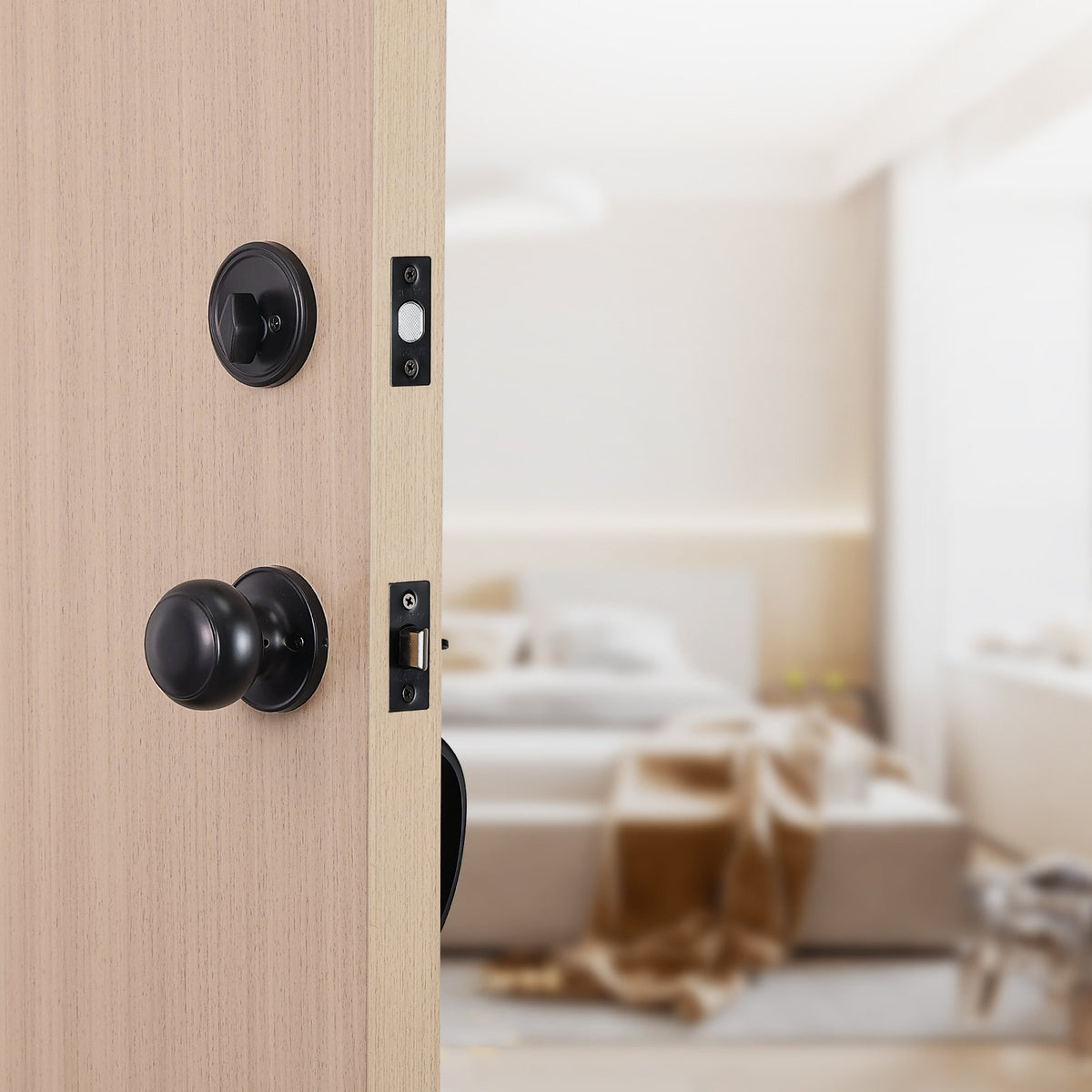 Front Door Handle and Deadbolt Set, Matte Black Front Door Lock Set with Interior Knob, Single Cylinder V952-XNSBYGHDSHXLS59N0V0