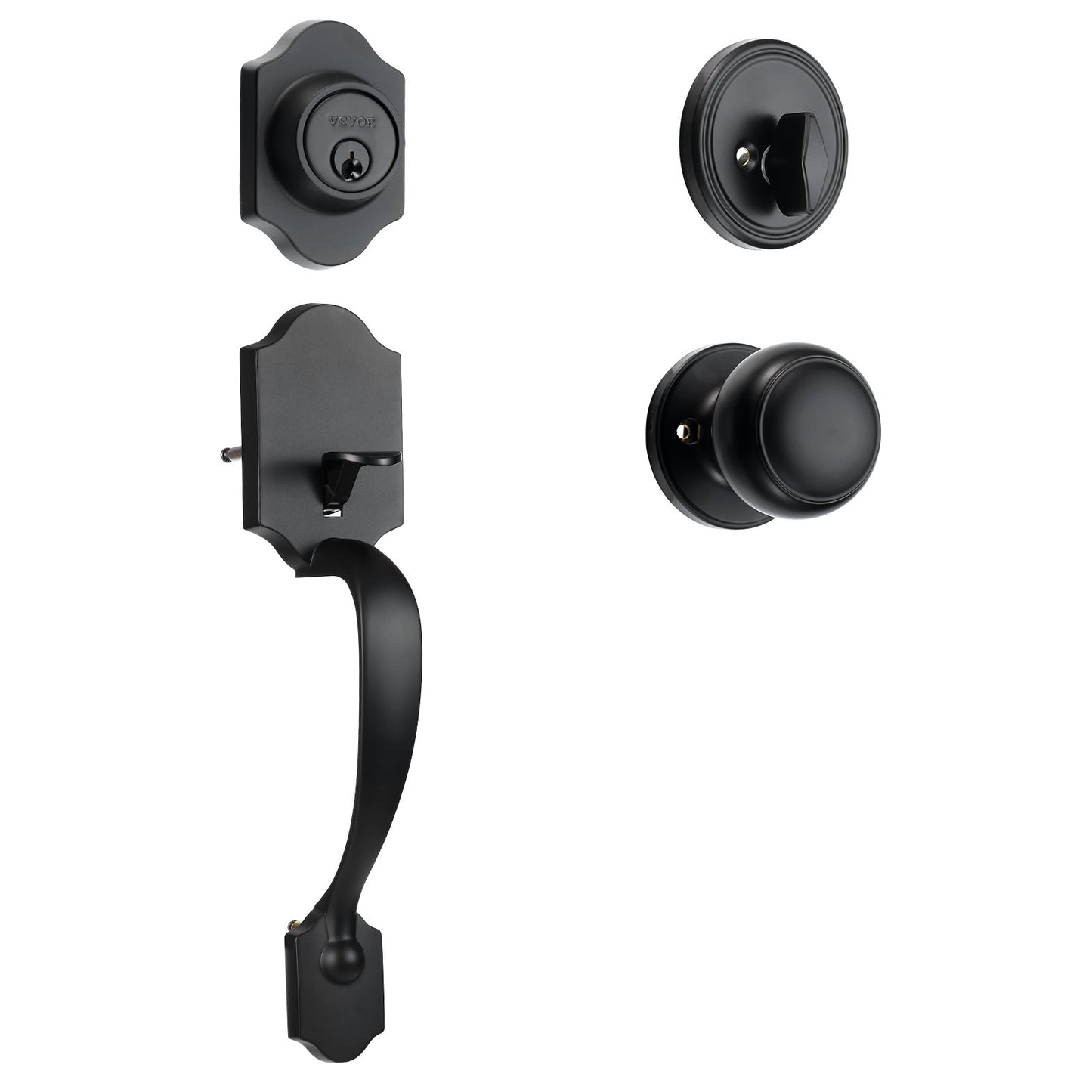 Front Door Handle and Deadbolt Set, Matte Black Front Door Lock Set with Interior Knob, Single Cylinder V952-XNSBYGHDSHXLS59N0V0