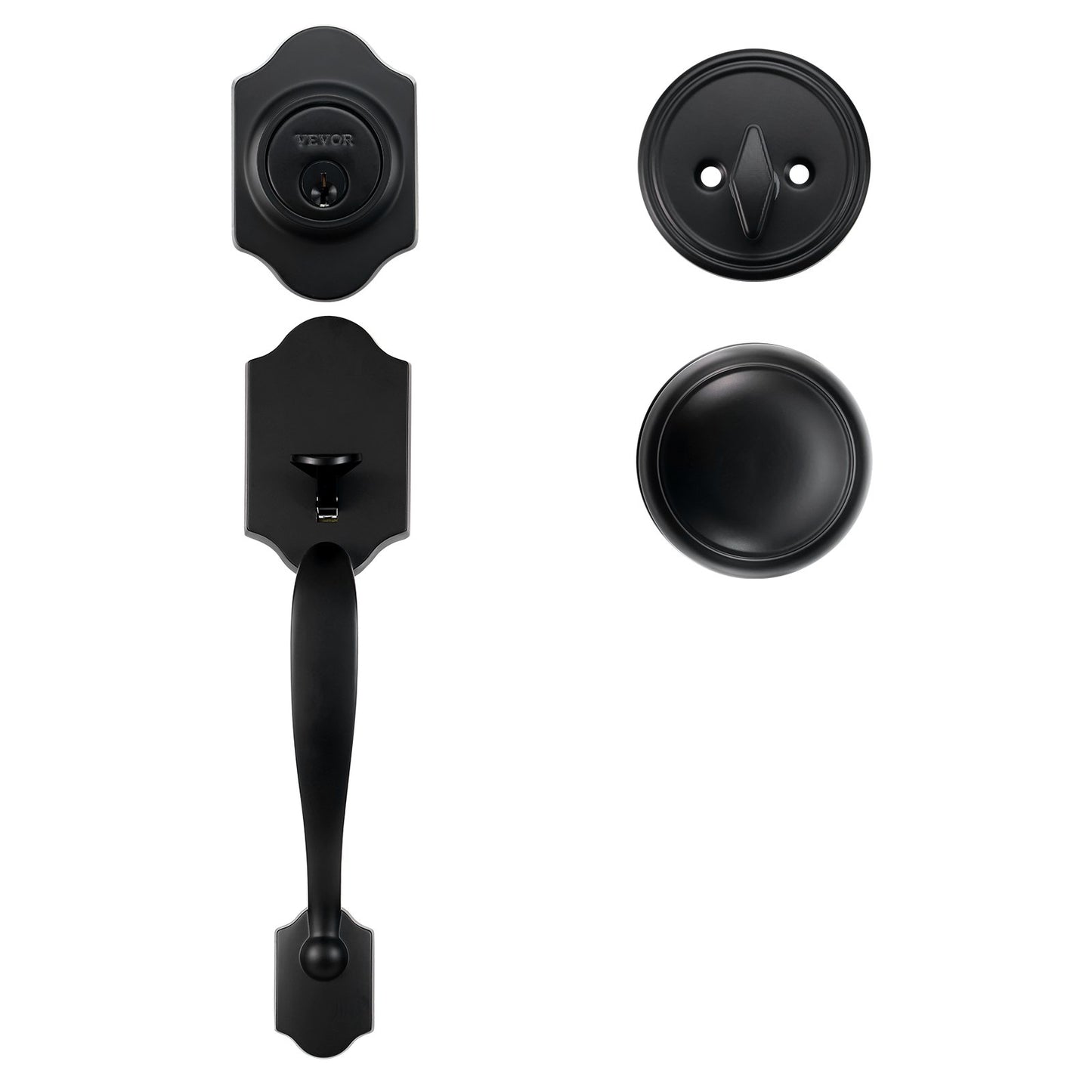 Front Door Handle and Deadbolt Set, Matte Black Front Door Lock Set with Interior Knob, Single Cylinder V952-XNSBYGHDSHXLS59N0V0