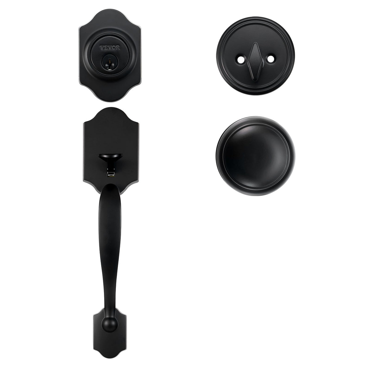 Front Door Handle and Deadbolt Set, Matte Black Front Door Lock Set with Interior Knob, Single Cylinder V952-XNSBYGHDSHXLS59N0V0