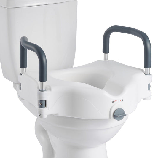 Raised Toilet Seat with Arms, 136.1 kg Load Capacity, 127 mm Lift Height, Widened Commode Elevated Toilet V952-XNSDSJGMTZD5HIUXQ001V0