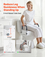 Raised Toilet Seat with Arms, 136.1 kg Load Capacity, 127 mm Lift Height, Widened Commode Elevated Toilet V952-XNSDSJGMTZD5HIUXQ001V0