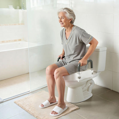 Raised Toilet Seat with Arms, 136.1 kg Load Capacity, 127 mm Lift Height, Widened Commode Elevated Toilet V952-XNSDSJGMTZD5HIUXQ001V0