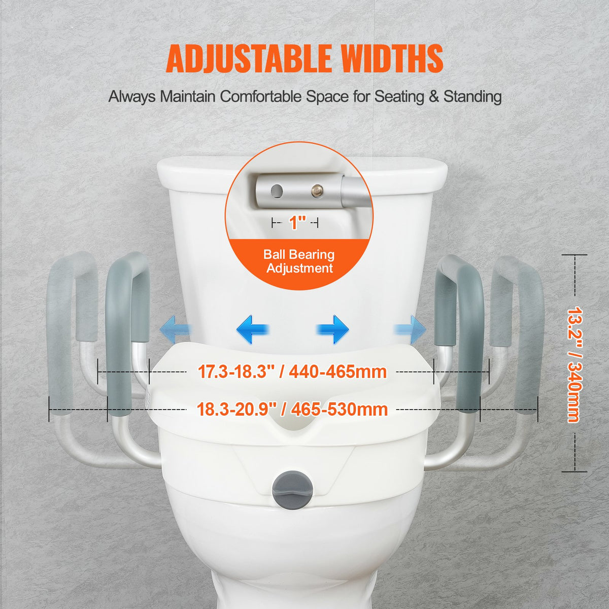 Raised Toilet Seat, 5" Height Raised, 350 lbs Weight Capacity, for Round and Elongated Toilet, Twist Lock V952-XNSDSJGMTZDD2MQ2TV0