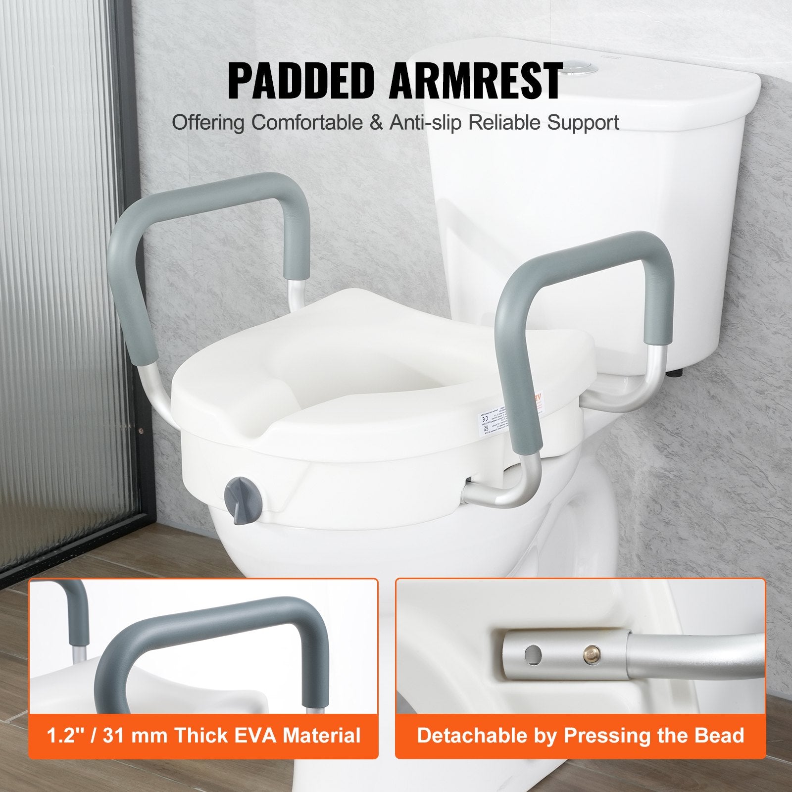 Raised Toilet Seat, 5" Height Raised, 350 lbs Weight Capacity, for Round and Elongated Toilet, Twist Lock V952-XNSDSJGMTZDD2MQ2TV0