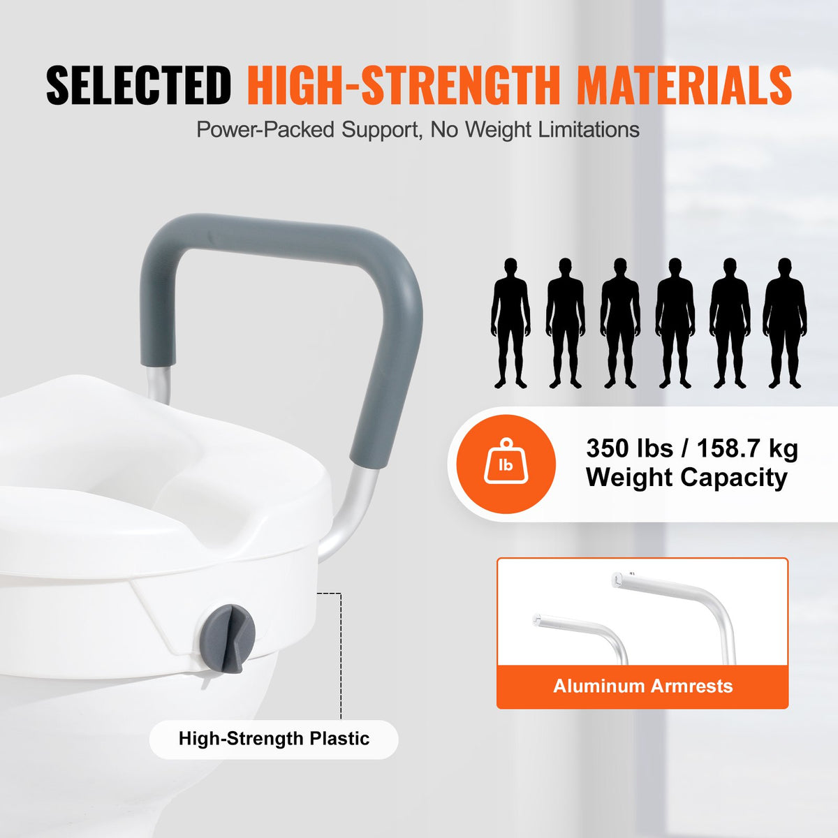 Raised Toilet Seat, 5" Height Raised, 350 lbs Weight Capacity, for Round and Elongated Toilet, Twist Lock V952-XNSDSJGMTZDD2MQ2TV0