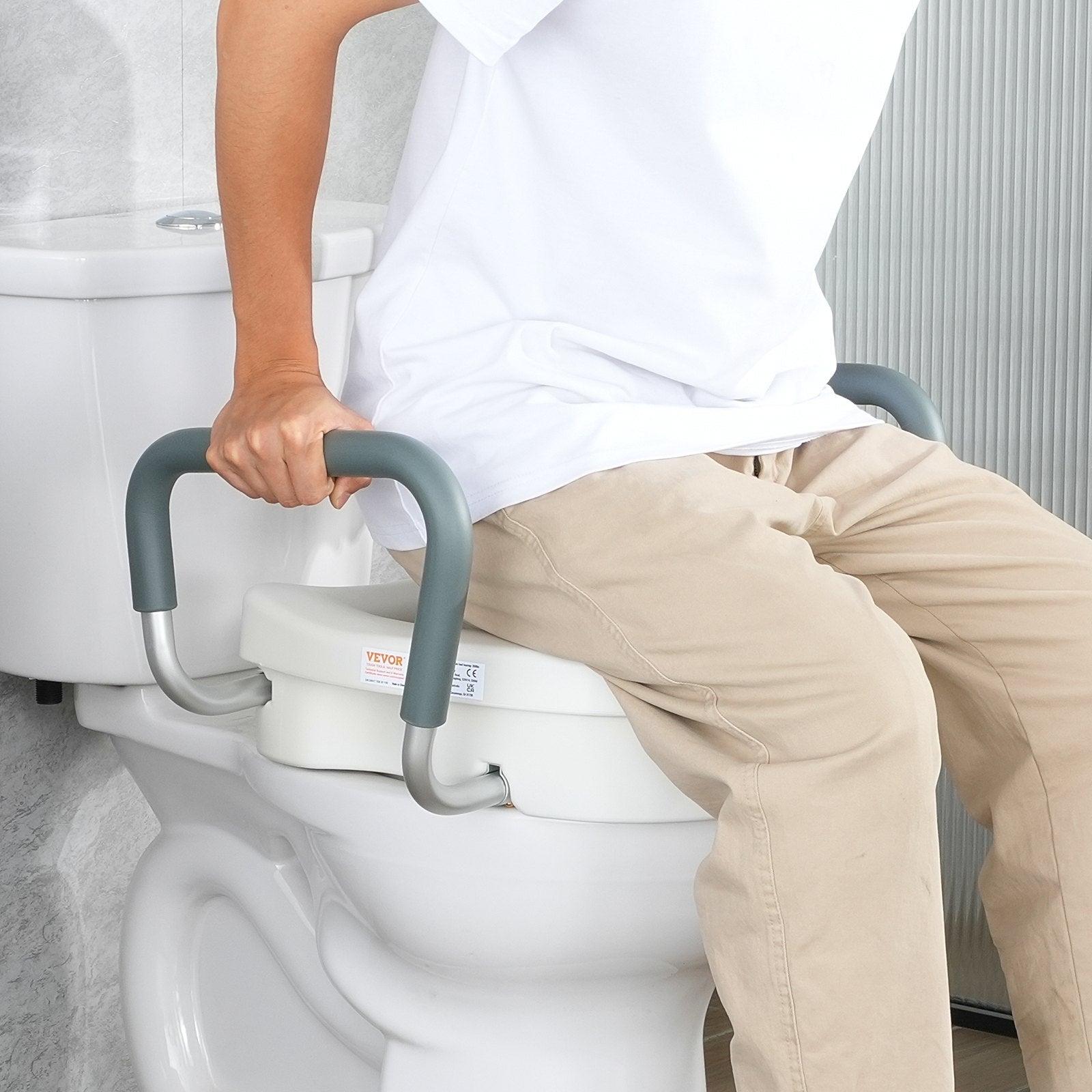 Raised Toilet Seat, 5" Height Raised, 350 lbs Weight Capacity, for Round and Elongated Toilet, Twist Lock V952-XNSDSJGMTZDD2MQ2TV0