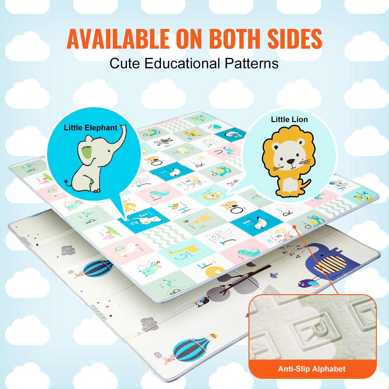 Baby Play Mat, 71""x79"" Extra Large Baby Crawling Mat, Non-Slip One-Piece Foam Baby Playmat, Foldable V952-XPEPXDXPE04Y38F4DV0