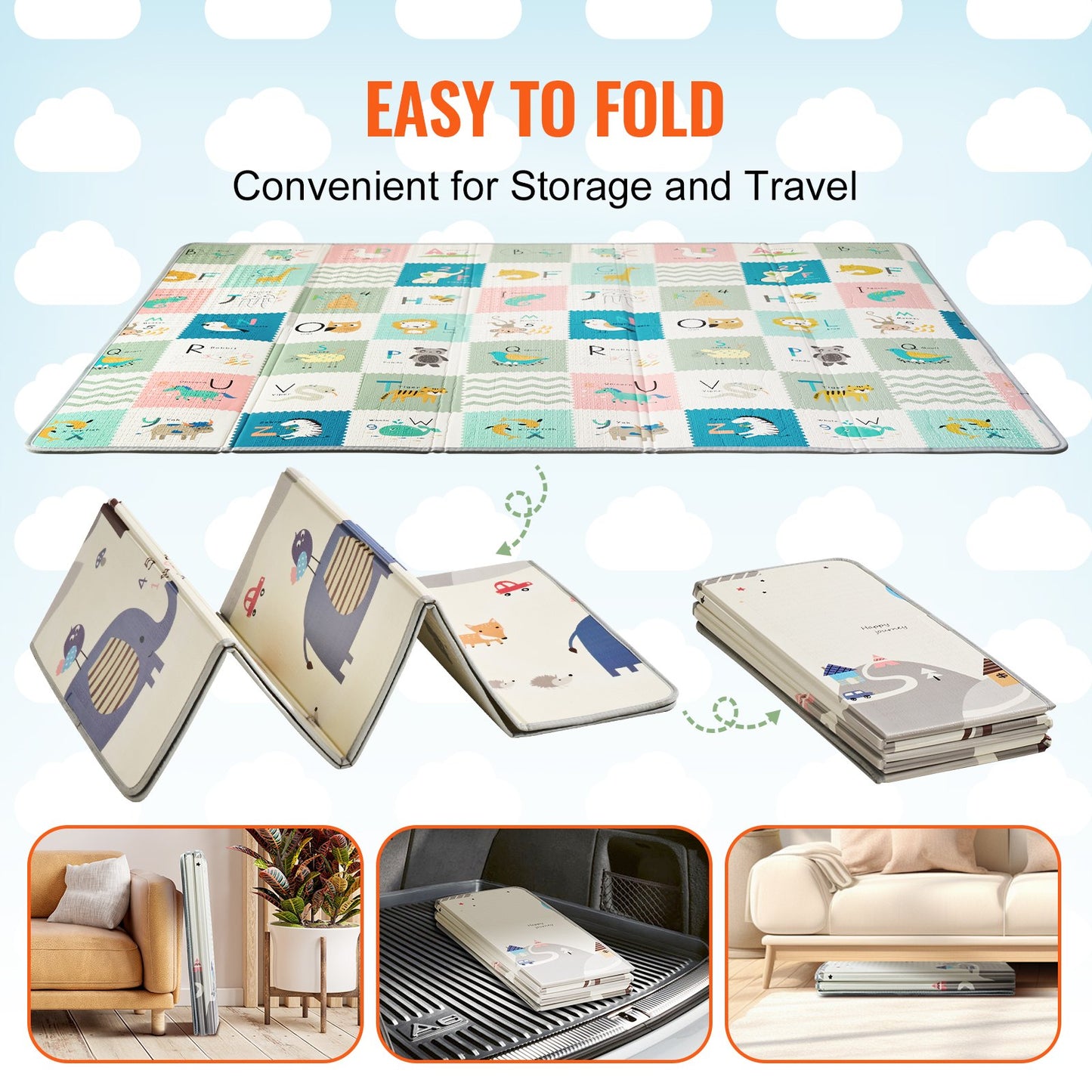 Baby Play Mat, 71""x79"" Extra Large Baby Crawling Mat, Non-Slip One-Piece Foam Baby Playmat, Foldable V952-XPEPXDXPE04Y38F4DV0