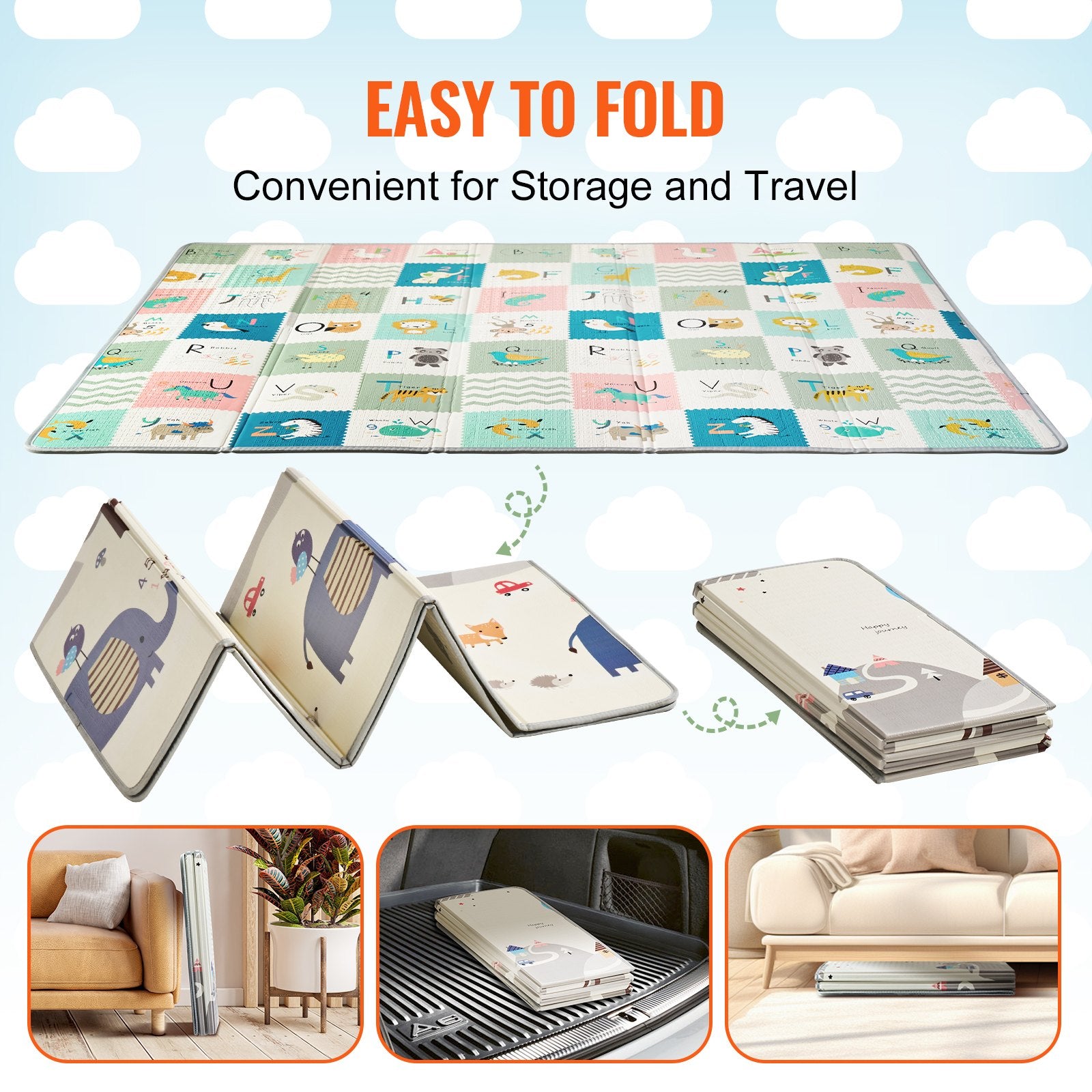 Baby Play Mat, 71""x79"" Extra Large Baby Crawling Mat, Non-Slip One-Piece Foam Baby Playmat, Foldable V952-XPEPXDXPE04Y38F4DV0