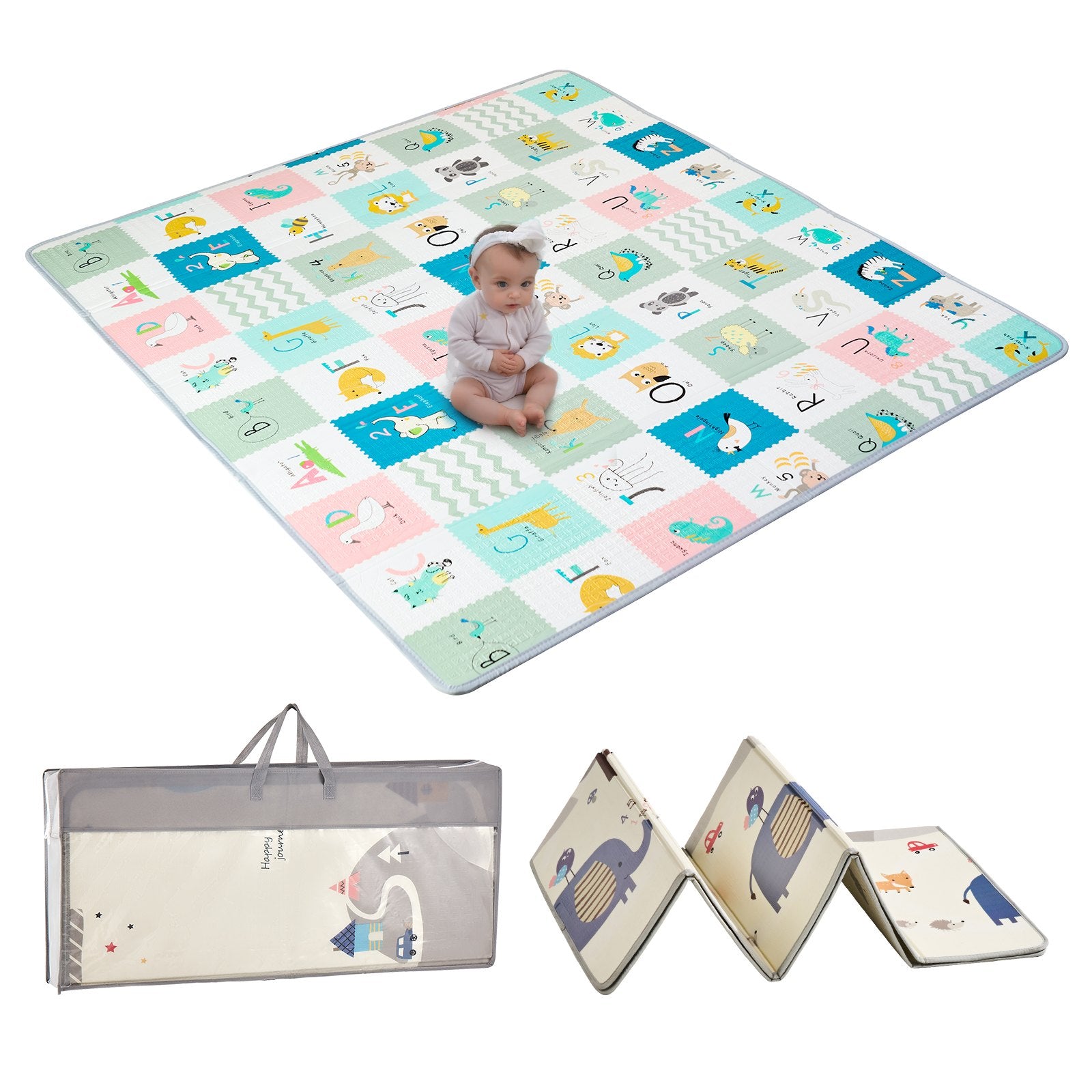 Baby Play Mat, 71""x79"" Extra Large Baby Crawling Mat, Non-Slip One-Piece Foam Baby Playmat, Foldable V952-XPEPXDXPE04Y38F4DV0
