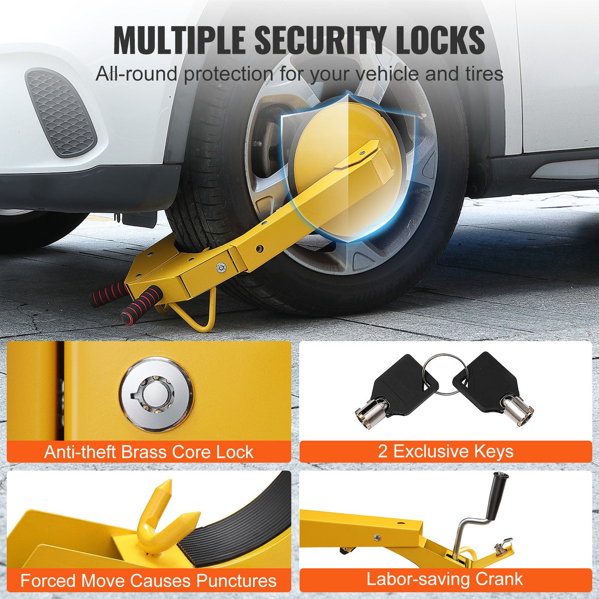 Wheel Lock Clamp, 1 Pack Trailer Wheel Lock, Heavy-Duty Anti Theft Tire Lock, Adjustable Tire Boot Lock Tire V952-XPSLTS1J0000E14V9V0