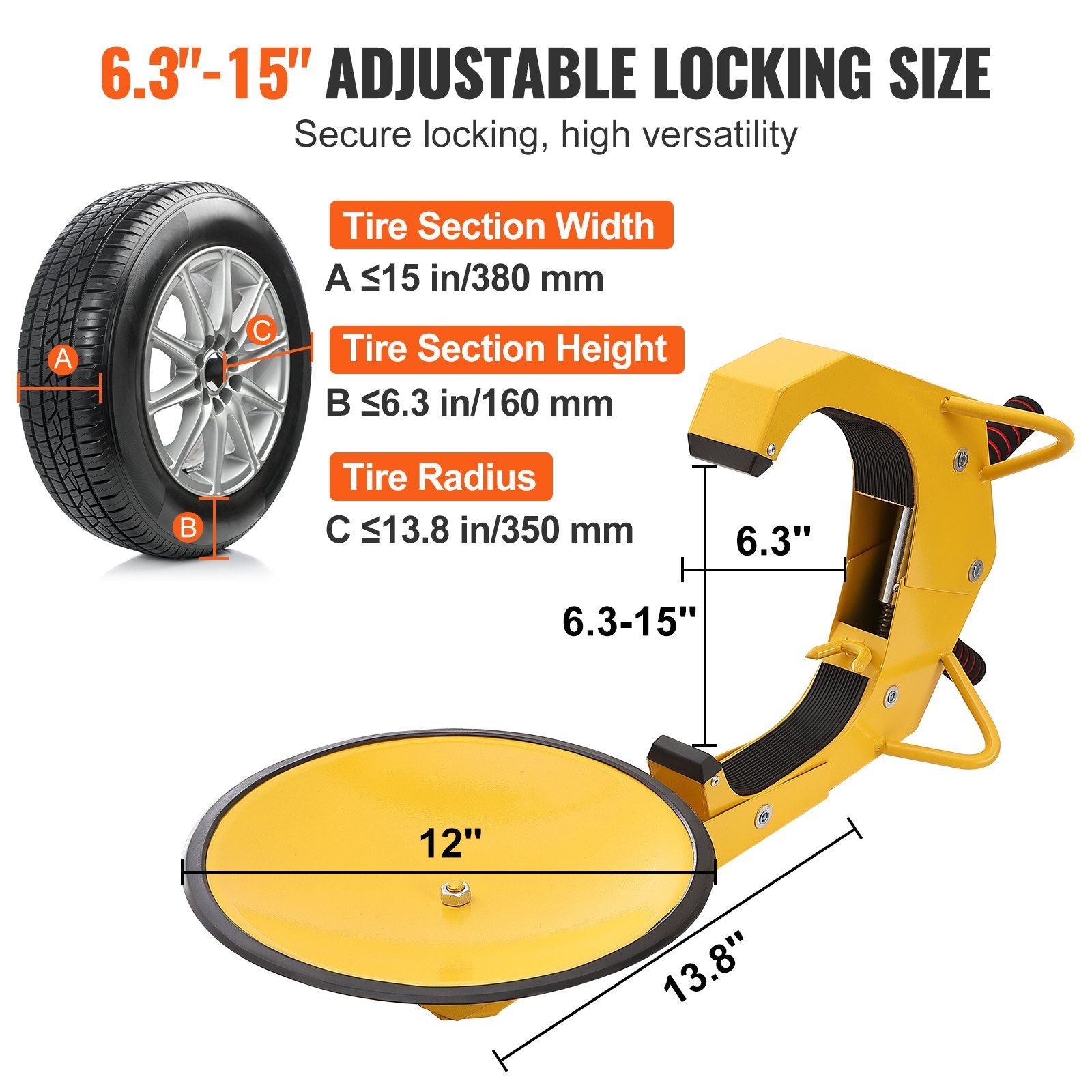 Wheel Lock Clamp, 2-Pack Trailer Wheel Lock, Heavy-Duty Anti Theft Tire Lock, Adjustable Tire Boot Lock Tire V952-XPSLTS2J00007KCB3V0