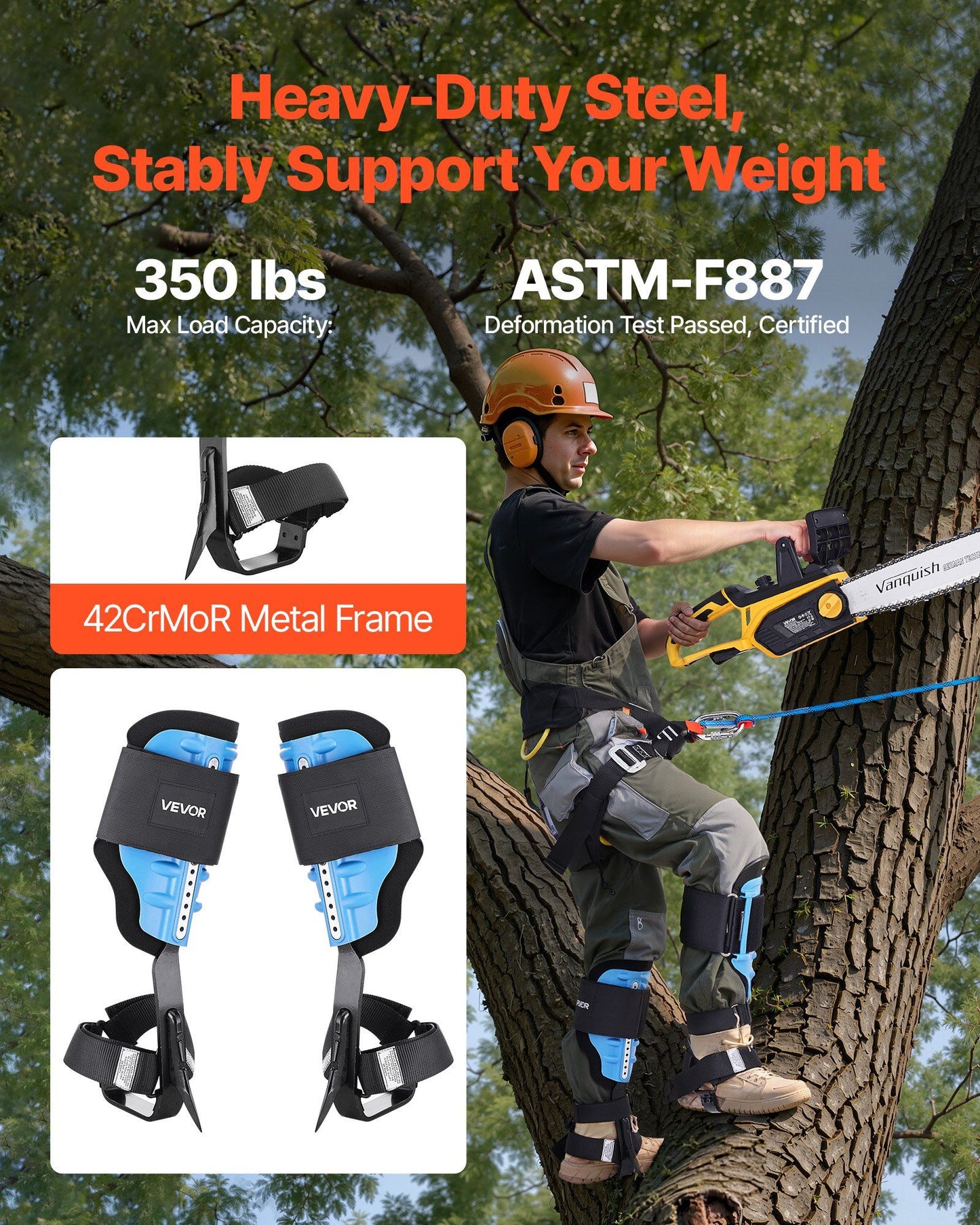 Tree Climbing Spikes, Height-Adjustable Tree Climbing Gear with Straps & Padding Cushion, 159 kg Load V952-XPSZZDPKQMFHCUIBM001V0