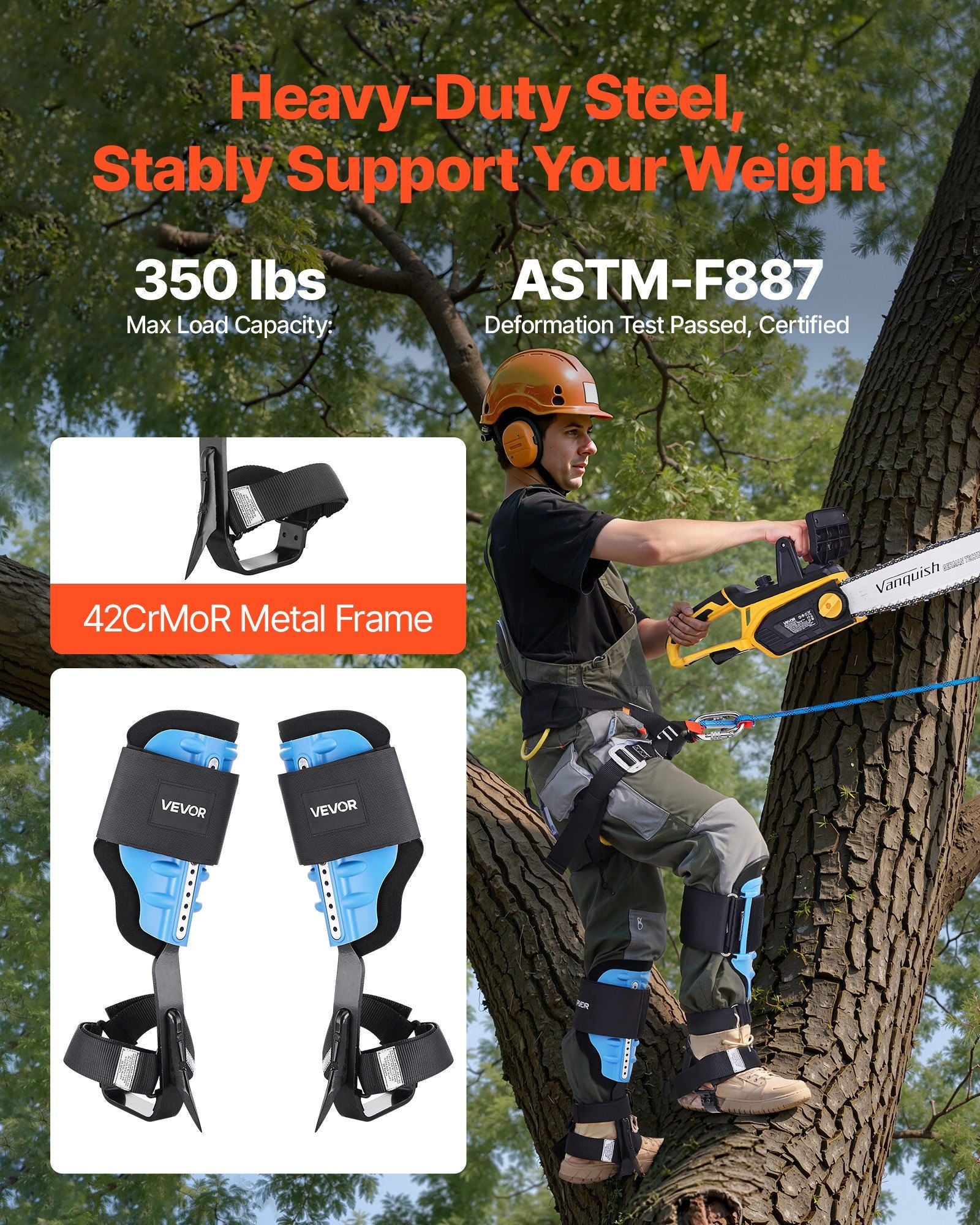 Tree Climbing Spikes, Height-Adjustable Tree Climbing Gear with Straps & Padding Cushion, 159 kg Load V952-XPSZZDPKQMFHCUIBM001V0